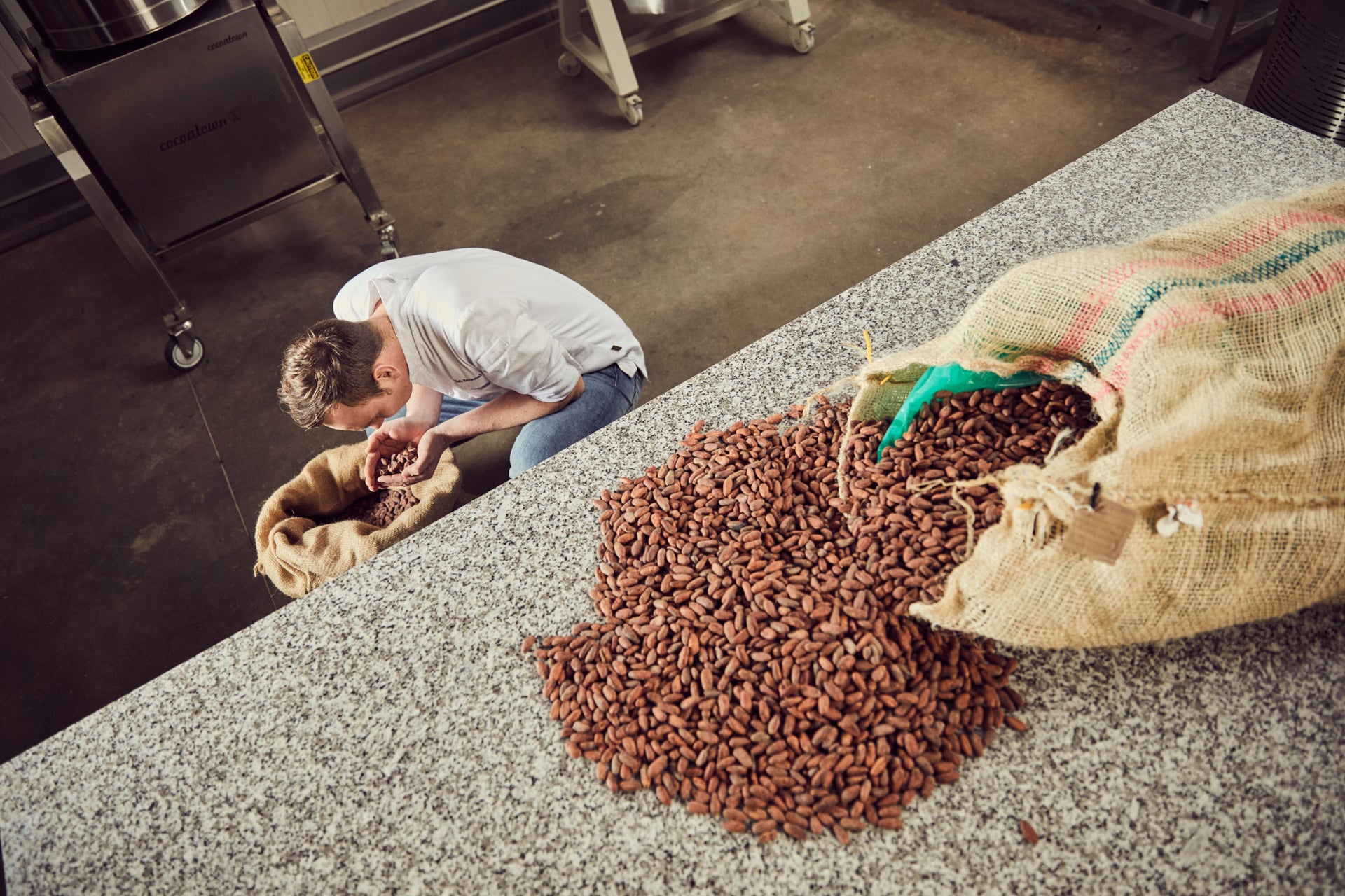 Mark Sorting His New Bean to Bar Cacao Delivery