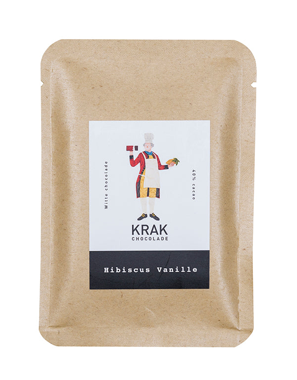 Krak Chocolade Hibiscus Vanille 40% Cacao White Chocolate 30 gram bar