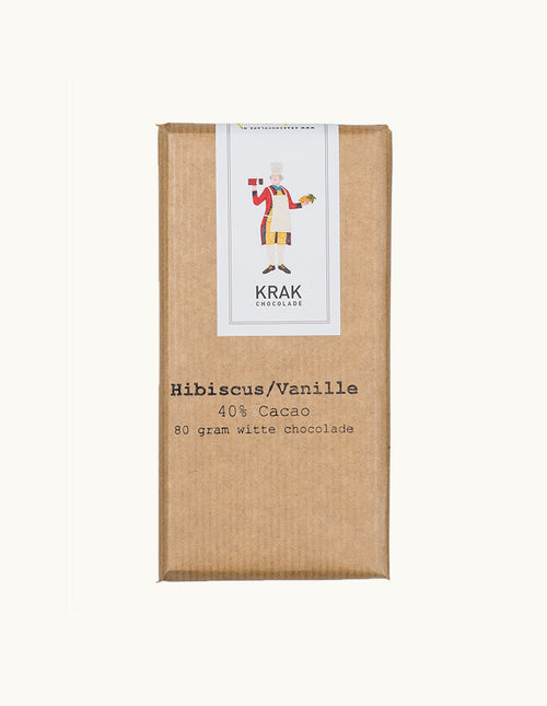 Krak Chocolade Hibiscus Vanille 40% Cacao White Chocolate 80 gram bar