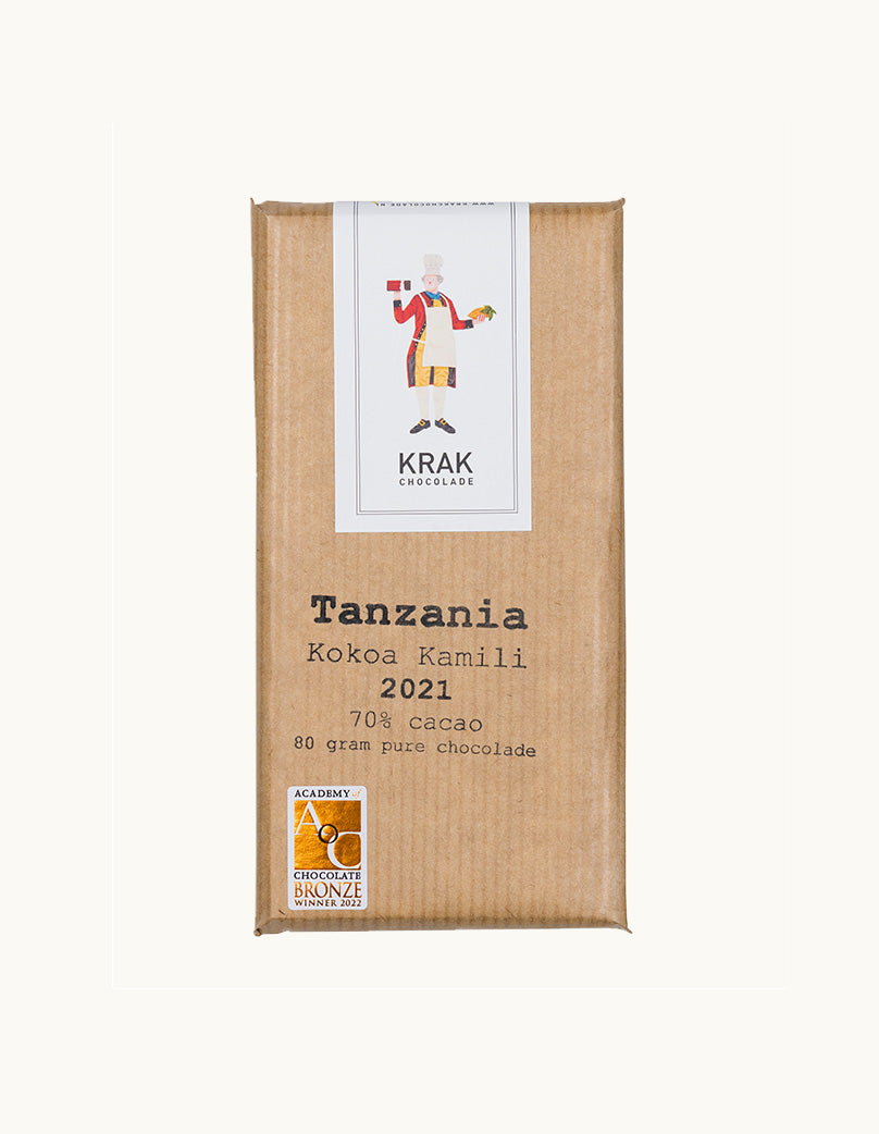 Krak Chocolade Tanzania Kokoa Kamili 70% Cacao Dark Chocolate 80 Gram Bar