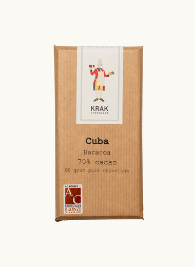 Krak Chocolade Cuba Baracoa 70% Cacao Dark Chocolate 80 Gram Bar